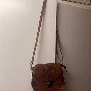 Uniqlo Brown Crossbody Bag with Intricate Design